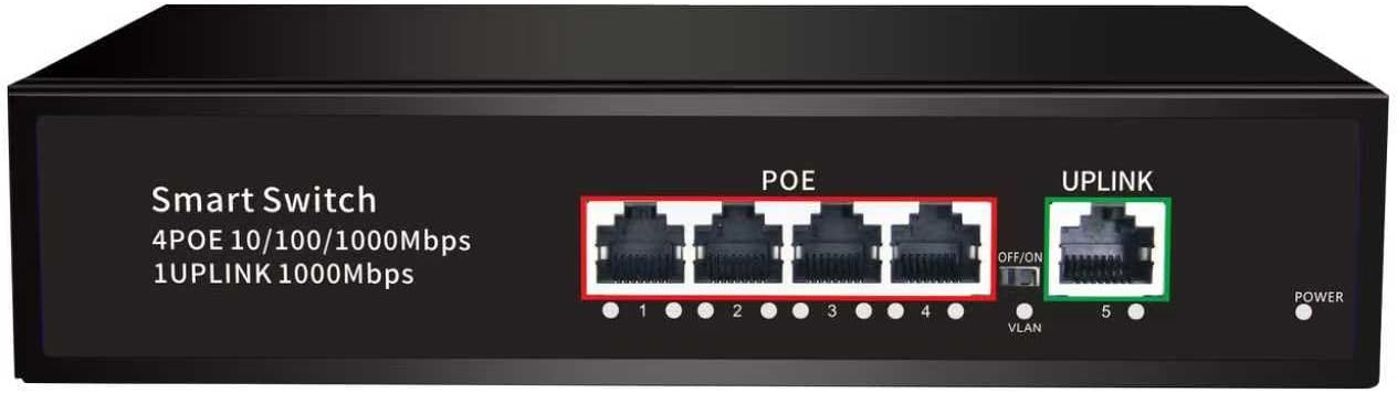 8Port Gigabit PoE Switch with 2Uplink Gigabit Ports, 10Port Unmanaged Ethernet PoE Switch with 120W Power, Support IEEE802.3af/at, VLAN, Metal Housing, Plug & Play (EW-08G20GB)