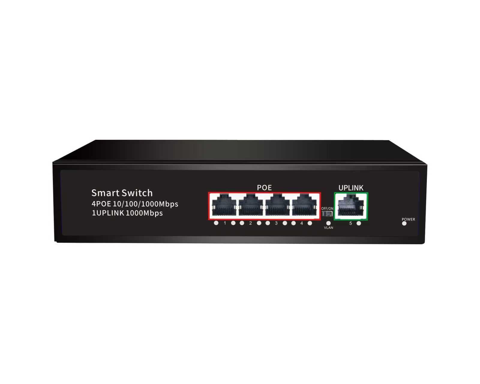 4Port Gigabit PoE Switch with 1 Uplink Gigabit Ports, 5Port Unmanaged Ethernet PoE Switch with 72W Power, Support IEEE802.3af/at, VLAN, Metal Housing, Plug &amp; Play (EW-04G10GB)