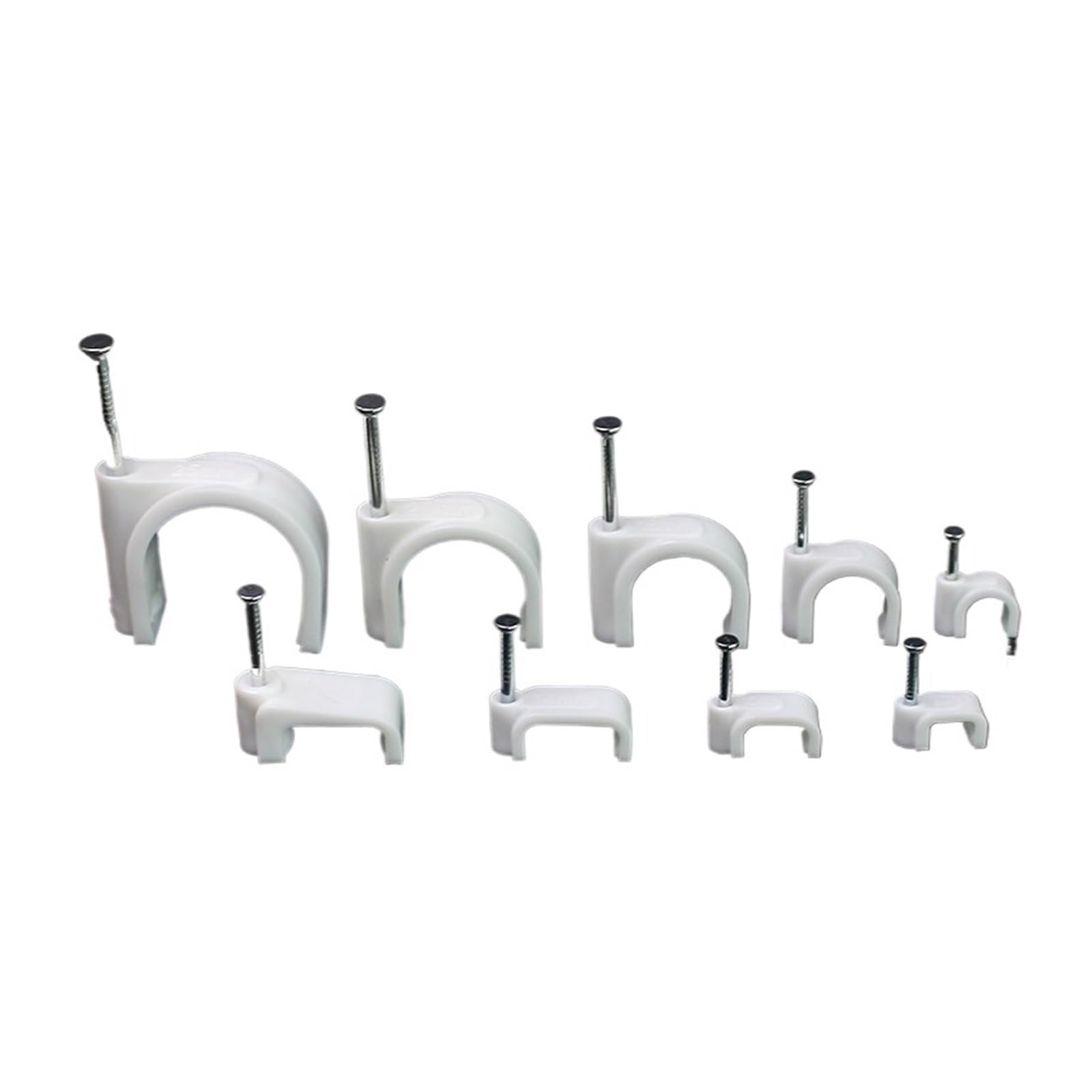 Nails Cable Clips, Plastic Round Cable Nail Clips White Flat 4-16mm 100pcs(Flat 6mm)
