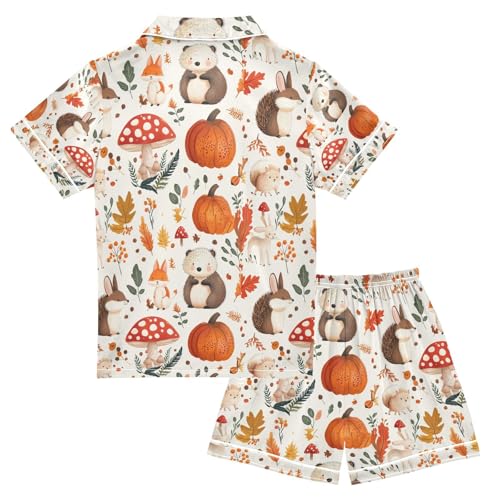 senya Hedgehog Mushroom R Satin Summer Pajama Sets Silk Short Sleeve Button Down Sleepwear2