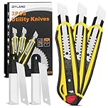 DIYLAND 3 Cutters Professionnels Avec 20 Lames Supplémentaires En Acier Au Carbone, Cutter Lame Sécable, Cutters Professionnels En Métal Avec Poignée En Caoutchouc Pour Couper Le Papier, Le Carton
