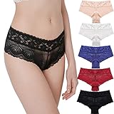HOKEMP Femme Slips Culottes Strings Sexy en Dentelle pour Tanga,Multicolor,Lot de 5-Small
