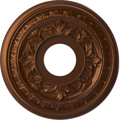 Image of Ekena Millwork CMP13BACDC Baltimore Thermoformed PVC Ceiling Medallion (Fits Canopies up to 5 1 /4 inch), 13 inchOD x 3 1 /2 inchID x 3 /4 inchP, Metallic Dark Copper