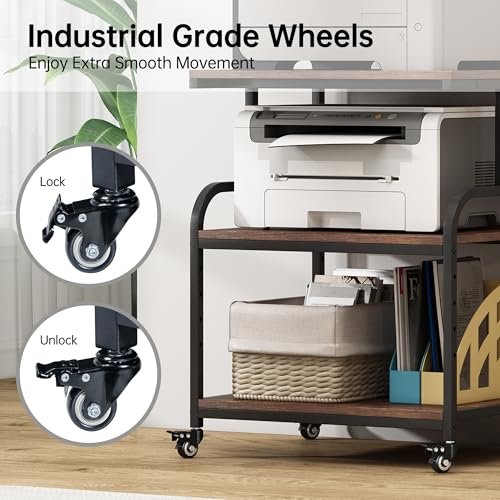Image of Fannova Large Printer Stand Table with Height Adjustable Storage Shelf