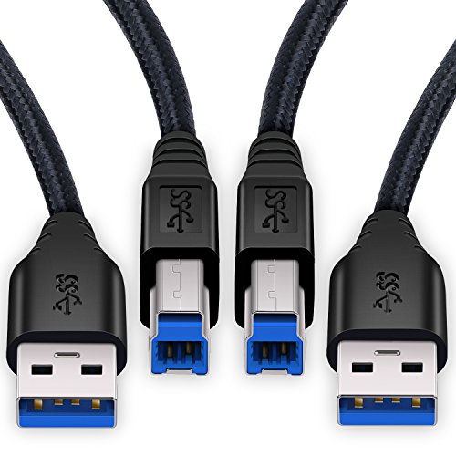USB 3.0 A to B Cable, Besgoods 2-Pack 6ft Extra Long Braided USB