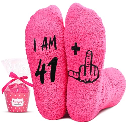 HAPPYPOP Birthday Gifts for Women - Birthday Gifts Ideas Female, Fuzzy Socks for Women in Their 40s