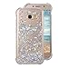 Galaxy A3 2017 Liquid Hülle, Rosa Schleife 3D Fließen Flüssig Bling Dynamisch Treibsand Stern Glitzer Case Anti-Rutsch Kratzfest Transparent Silikon Schutzülle Schale für Samsung Galaxy A3 2017 Silber