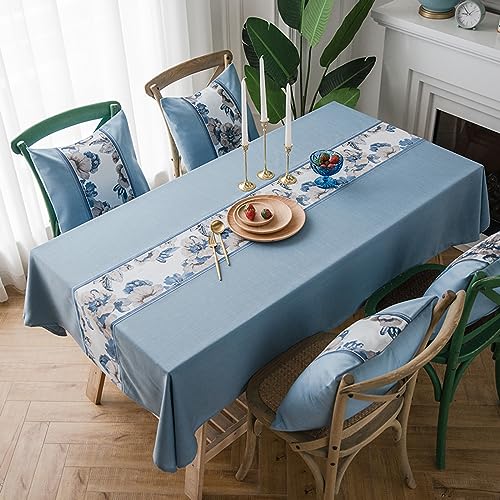 Nappe rectangulaire antitache bleue 120x180cm de table imprimée imperméable - 2