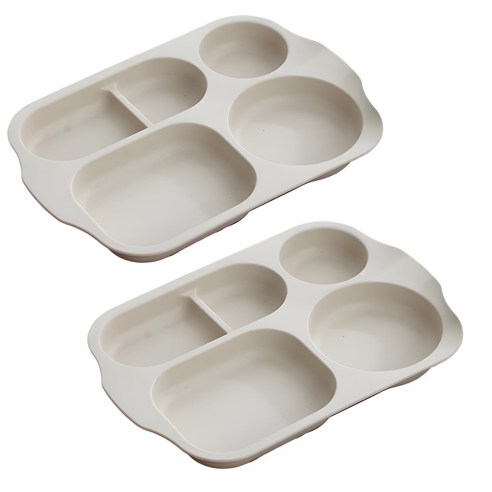 Incauca 2 Pack Wheat Straw Divided Plates, 5 Section Dinner Plates, Rectangular Divided Dinner Tray for Adults, Unbreakable School Lunch Tray Plastic,