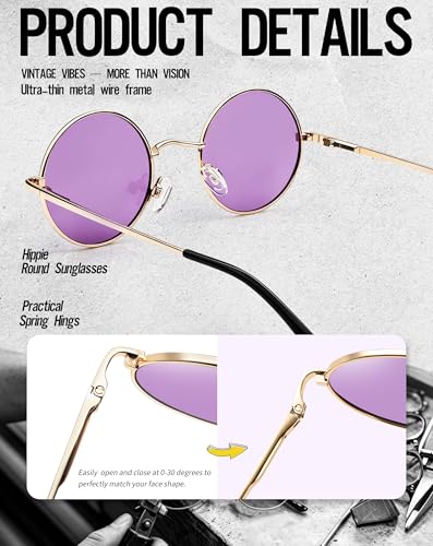 Image of Joopin Small Round Sunglasses Hippie Circle Sun Glasses UV400 Protection