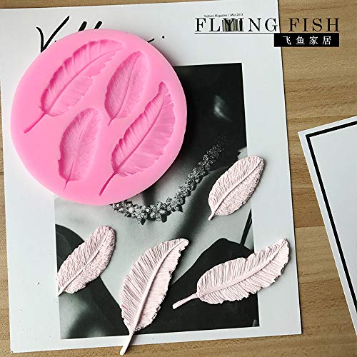 HengKe 2 peças de molde de plumas, molde de silicone rosa, molde de silicone para artesanato, molde