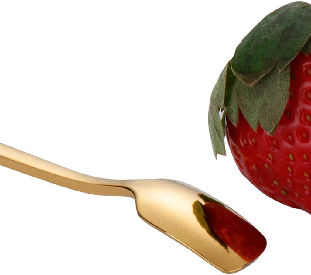 Lot de 10 cuillères à cocktail exquises à long manche, cuillère à glace, cuillère à café en acier inoxydable, cuillère à crème glacée colorée