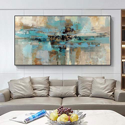 Peintures à l'huile modernes toile salon abstrait cadre impressions d'art 75x150cm grand format