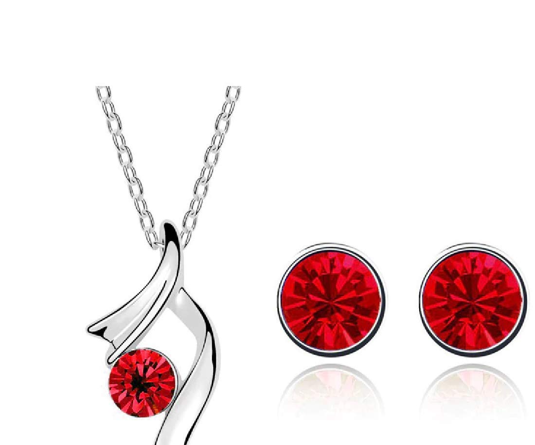 SAPELSFASHION JEWELLERY WITH Cz RED STONE STUDDED IN SILVER COATED FOR WOMEN