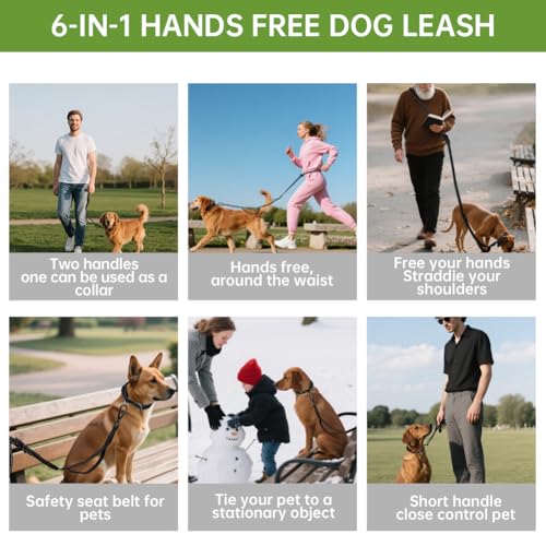 vsshe Freihandleinen Hundeleine, 2.5m Joggingleine Hunde, Verstellbarer Hüftgurt & Dehnbare Bungee-Leine, Lange Hundeleine mit Sicherheitsschnalle & Reflektierenden Nähten für Klein Mittel Groß Hunde