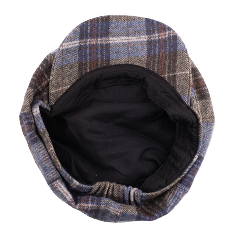 Image of The Tie Hub Wool Flat Cap for Men & Women | Adjustable Vintage Newsboy Gatsby Hat for Casual, Travel, Outdoor | Free Size Herringbone Ivy Style Cap