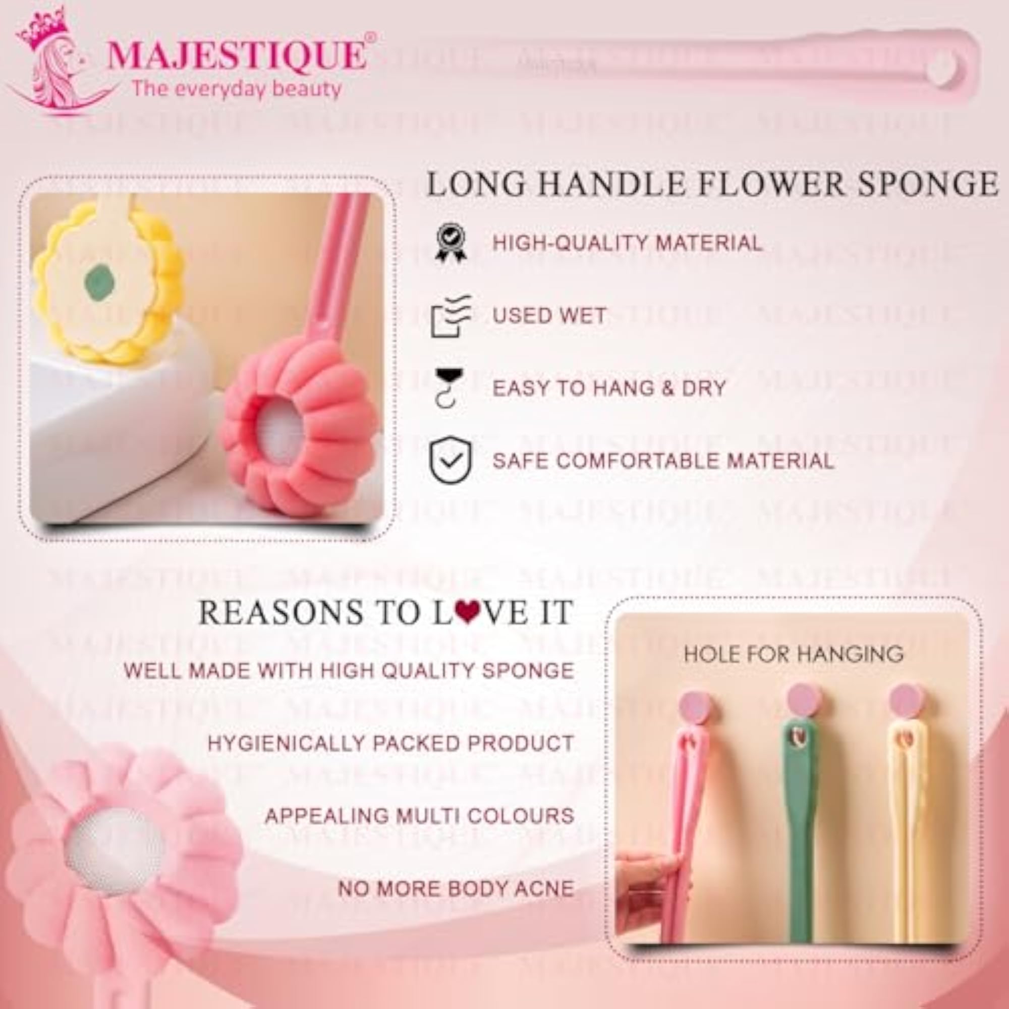 Long Handle Flower Body Wash Sponge