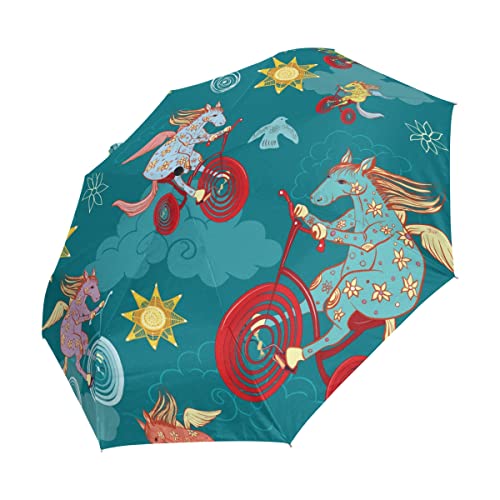 Parapluie pliant à ouverture automatique protection UV motif nuage mignon pour fille et garçon