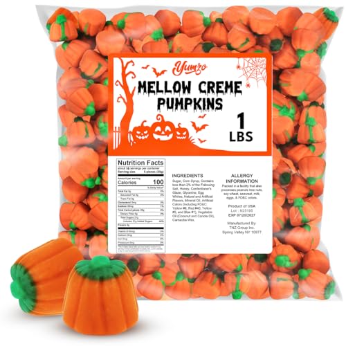 Yumzo Halloween Pumpkins Candy, 1lb Pack of Pumpkin Mellowcreme Candy, Ideal Halloween Candies Bulk...