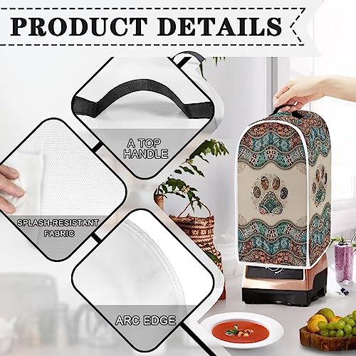 Image of Talayituse Boho Paw Print Blender Dust Cover, Fingerprint Protection Cover for Stand Mixer or Coffee Machine, Home Kitchen Appliance Cover for Stain Dust Resistant Supplies