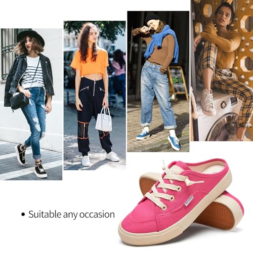 Image of hash bubbie Women's Mules Slip on Sneakers Canvas Tennis Shoes | backless summer close toed sandals non slip on walking casual comfortable