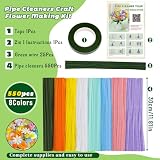 ZXIIXZ 550 Pcs Pipe Cleaners Craft, 8 Colors Pipe Cleaners Flower Kit, Chenille Stems Fuzzy Sticks Craft Supplies for Flower Making, Festival Home Art Decor