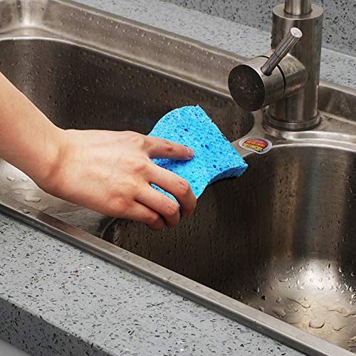 CLEANHOME Non-Scratch Scrub Sponge-Eco Magic Eraser Sponge-Extra Durable Dish Cleaning Scouring Pads for Kitchen-Bule-Green-12 Pack