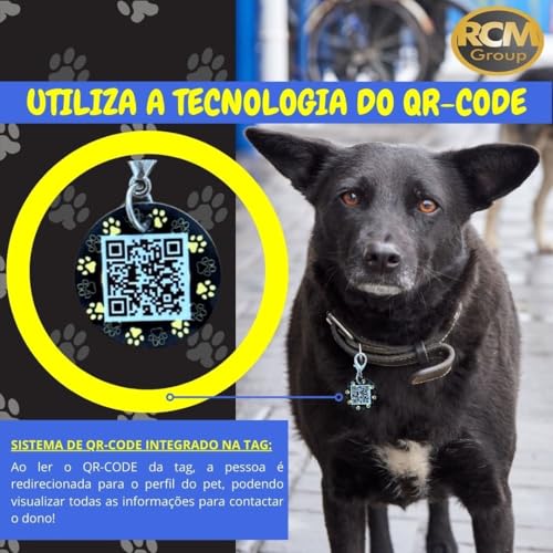 RCM Group® - Tag De Identificação Para Pets Com QR Code – Segurança, Estilo E Praticidade Para Seu M