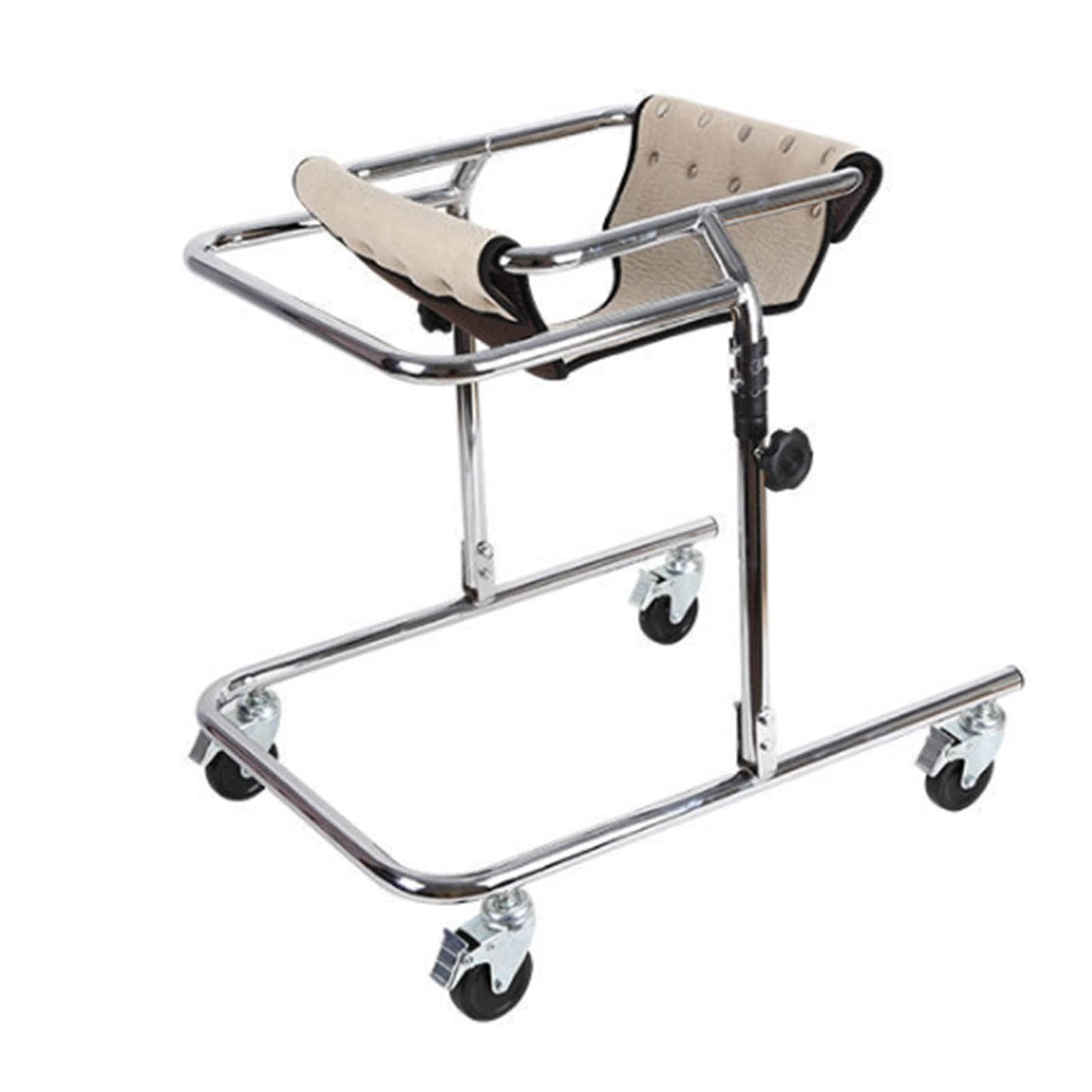 Chodzik dla dzieci z mózgowym, trening rehabilitacyjny składany chodzik dziecięcy ze stali nierdzewnej, czterokołowy wózek treningowy stojący (Color : B)