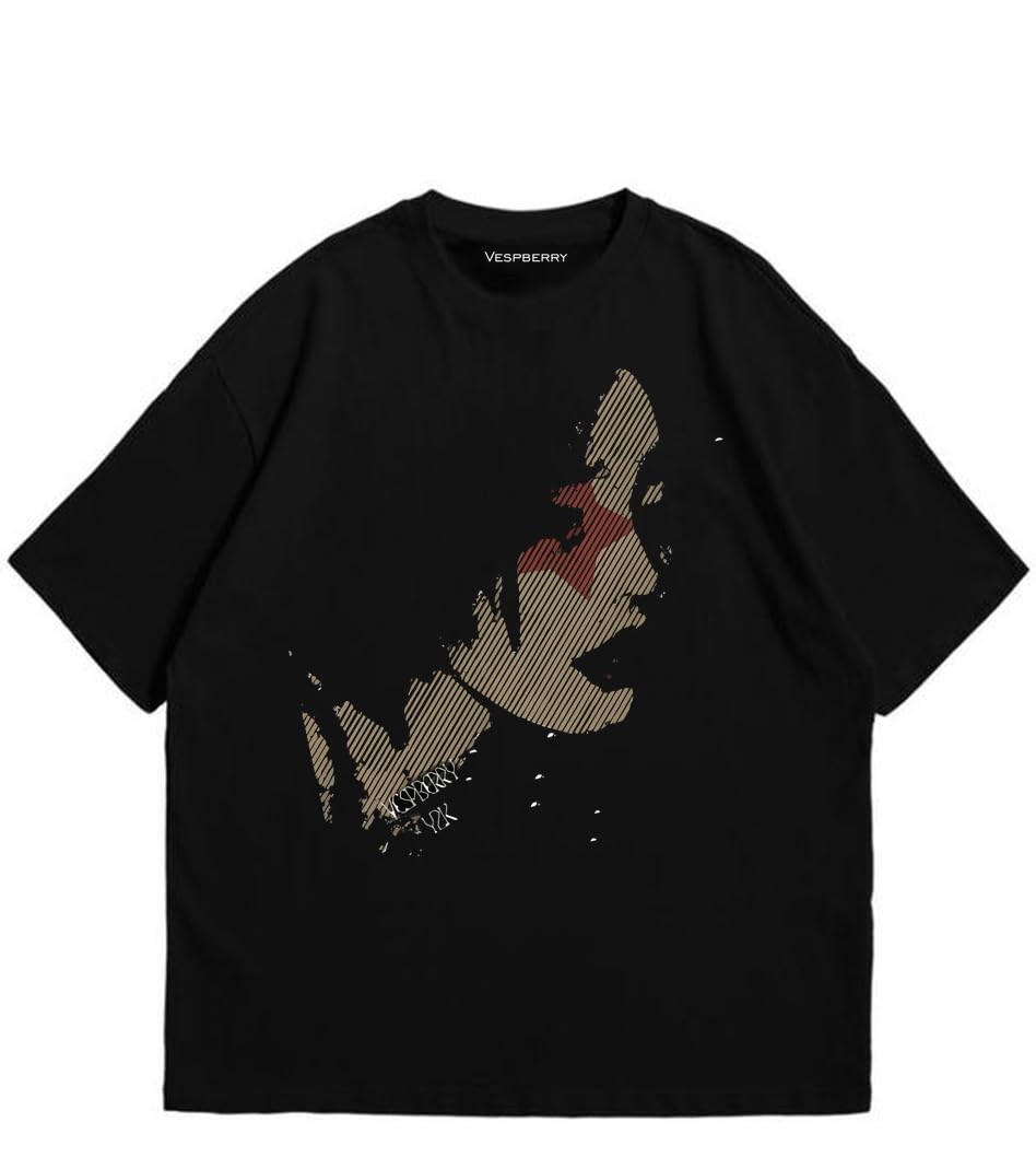 vespberry Y2k Black Oversized T Shirt for Men and Women Premium Heavy Gauge Cotton Drop Shoulder Baggy Streetwear T-Shirt G2-picture-31