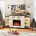 72" LED Electric Fireplace with Mantel, Fireplace TV Stand for 80 Inch TV, Modern Entertainment Center with Storage, Delicate Three-Dimensional Molding with Remote Control for Living Room