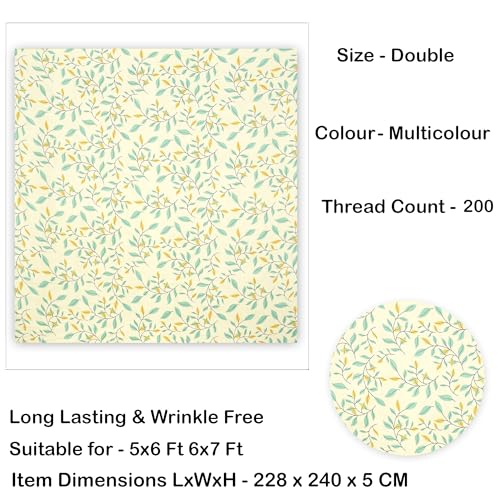 Image of HOMEKART 100% Cotton Feel Double Bed Bedsheet Set | 180tc to 220tc Soft & Breathable with 2 Pillow Covers | Wrinkle Free | for Bedroom & Gifting (Color -Grey & Yellow, 90 x 90 Inches)