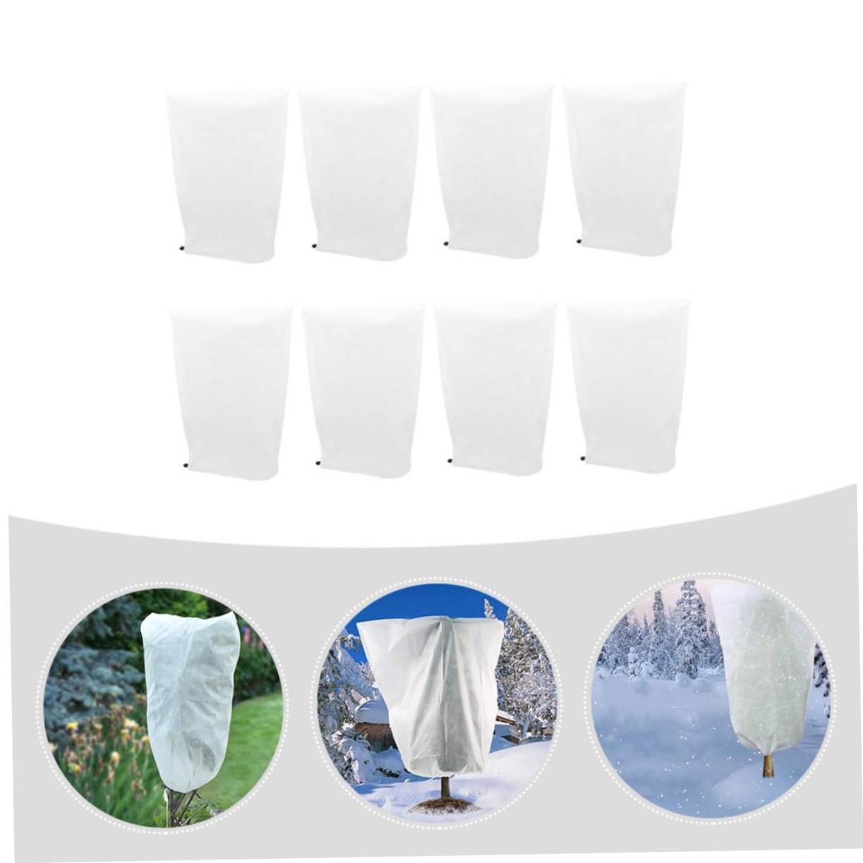 UKCOCO Voile D'hivernage pour Plantes Blanc en Tissu Non Tissé 8 Pièces, Protection Antigel et Coupe-Vent pour Jardin en Hiver