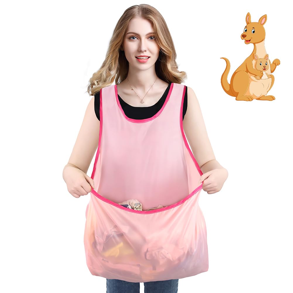 Wäsche schürze mit Tasche, Tragbare Wäschetrocknungsschürze, Wäscheschürze Wäscheschürze für Haushaltsreiniger Nasswäschetransport Rosa