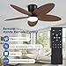 Surtime Palm Leaf Ceiling Fans with Lights-42 Tropical Ceiling Fan with Light and Remote/APP Control,Flush Mount Low Profile Ceiling Fans for Bedroom,Indoor/Outdoor Patio Use(Brown)