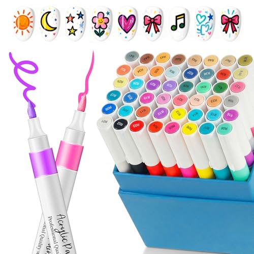 Image of CAHIUYOA 48 Colors Nail Art Pens for Painting Nails,3D Nail Art Markers