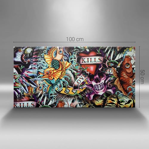 Tableau photo sur toile 120x60cm de graffitis Wallfluent - 4