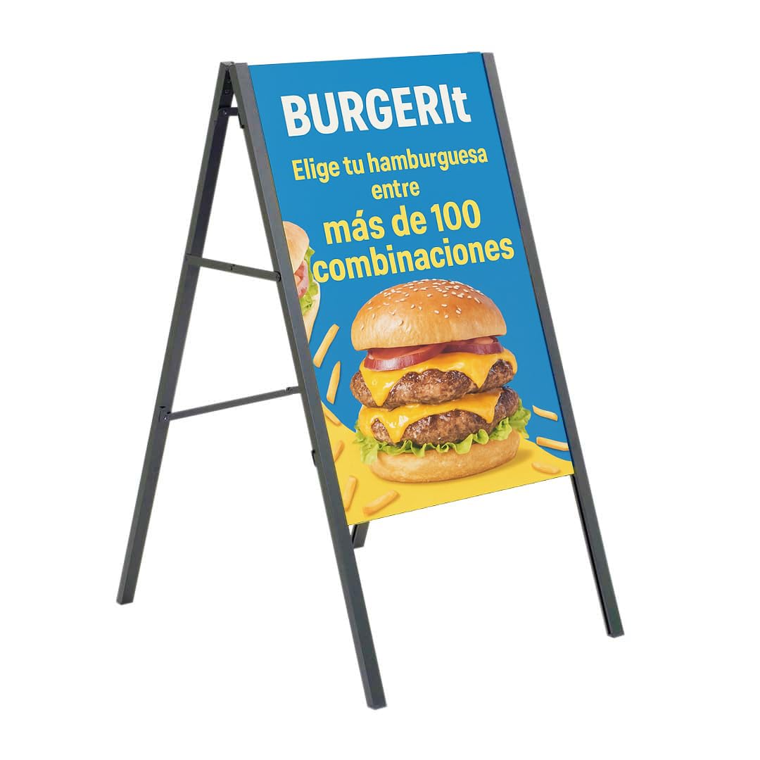 Danieli Store | Caballete Publicitario Exterior Plegable A1 (59,4 × 84,1 cm) | Expositor Doble Cara para Carteles, Soporte Publicitario para Exterior