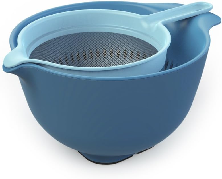 Venn Kitchen Mixing Bowl, Colander & Sieve Set, Blue