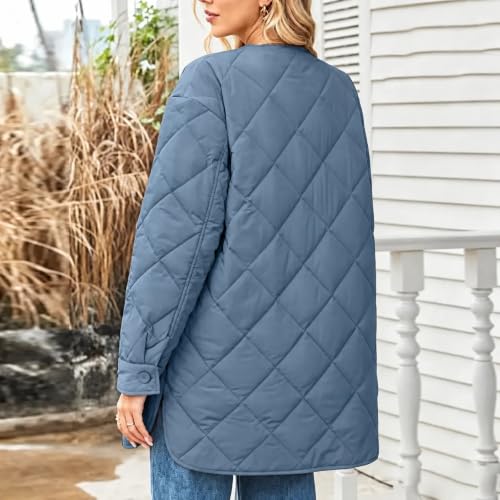 YRAETENM Quilted Jackets for Women Warm Mid Length Lightweight Puffer Coats - image 4