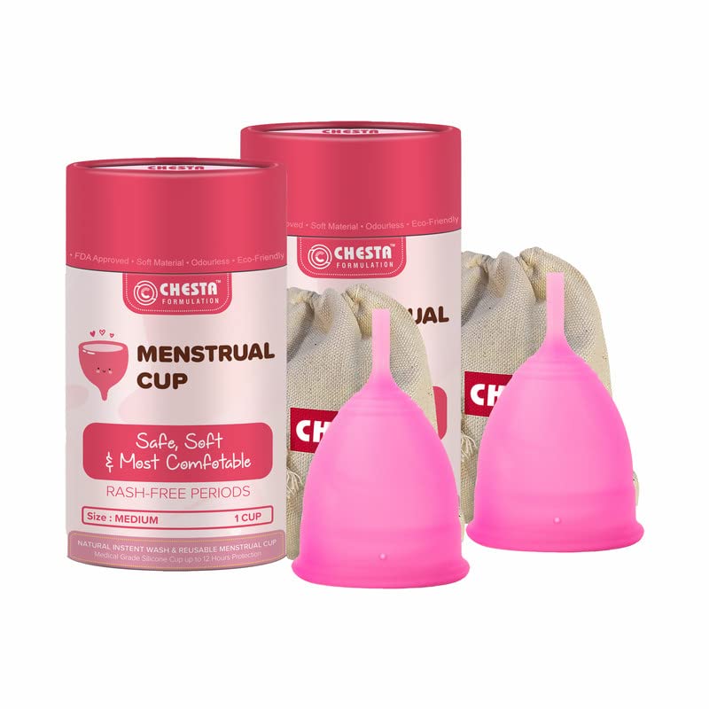 Chesta Menstrual Cups For Women | Size – Medium | Odour & Rash Free | Leakage Proof | Infection Free | Made With Medical Grade Silicone | Reusable Cups | US FDA Approved |