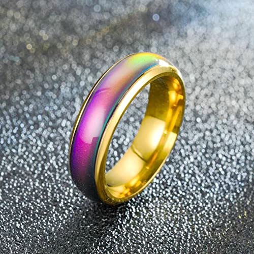 KnBoB 6MM Edelstahl Ring Pärchen Herren und Damen Ring Gold Ring mit Farbwechsel Mode Schmuck Trauring Größe 67 (21.3)