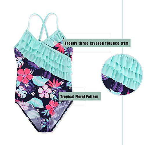 Big Girls One Piece Swimsuits Ruffle Swimwear Beach Bathing Suit Purple Size 14/12-14 Years #TOP4