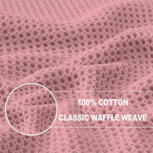 Image of Homaxy 100% Cotton Waffle Weave Kitchen Dish Towels, Ultra Soft Absorbent Quick Drying Cleaning Towel, 13 x 28 Inches, 8-Pack, Dried Rose