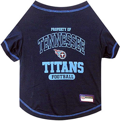 Image of NFL Tennessee Titans Dog T-shirt Medium. - Licensed Shirt for Pets Team Colored with Team Logos- Premium Stretchable Materials for the comfort of your Dog & Cat