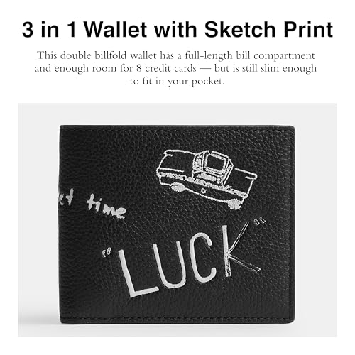 Coach Men's 3 in 1 Sketch Print Accessory-Travel Wallet, Black Multi2