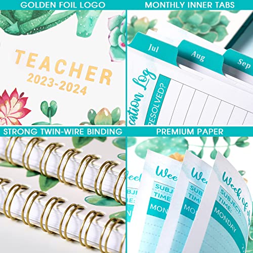 Teacher Planner 2023-2024 - 2023-2024 Teacher Planner, 11" X 8.3", Academic Planner 2023-2024 From July 2023 To June 2024, Teacher Lesson Plan Book With Back Pocket, Sticky Tabs, 6 Kinds Of Additional Function Pages For Scheduling - Succulent Cacti #TOP5