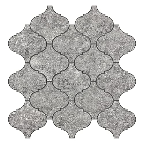 Avant Decor | 8 Tiles | Stone Composite Arabesque | Peel and Stick Kitchen Backsplash Tiles | Easy DIY Installation | 10.48' x 10.66' by Avant Decor - Used condition - US$13.66