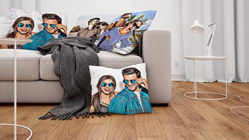 Personalisiertes FOTOGESCHENK Doppelseitig mit eigenem Foto Bedruckt (45 x 45 cm) Foto-Kissen mit Deinem Foto & Text beidseitig Bedrucken, Geburtstag, Valentinstag Kissenbezug mit Kisseneinsatz [091]