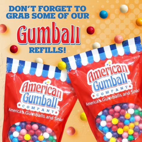 Red Triple Compartment Commercial Vending Machine for 1 inch Gumballs, 1 inch Toy Capsules, Bouncy Balls, Candy, Nuts with Stand by American Gumball Company